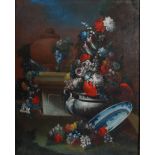 After Jean-Baptiste Monnoyer Still life with urn issuing flowers and foliage oil on canvas 57.5cm