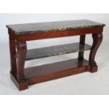 A 19th century French mahogany console table stamped L. Dromard, Paris, the black marble top above a