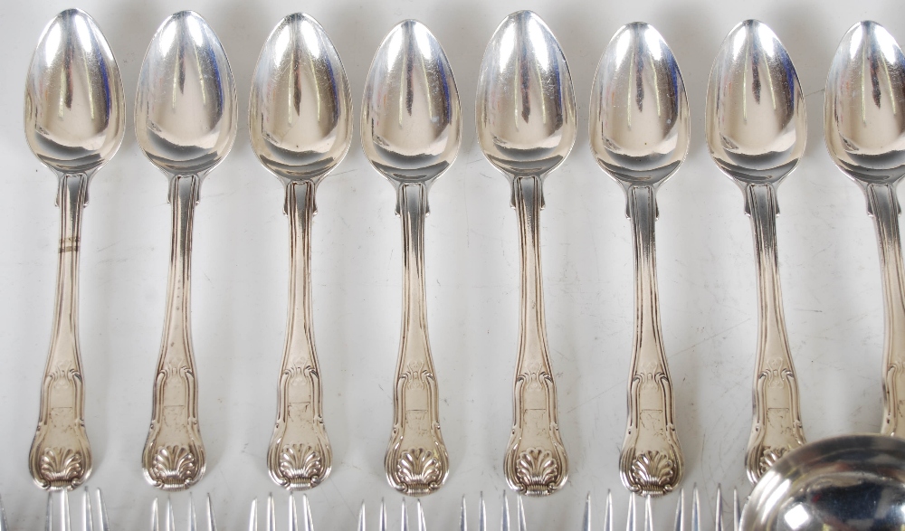 A part suite of George III silver Kings pattern flatware, London, 1818 and later, makers mark of - Image 4 of 9