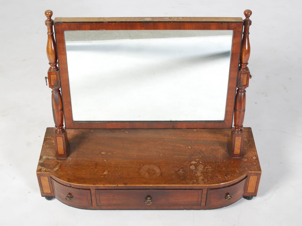 A 19th century mahogany and ebony lined dressing table mirror, the rectangular mirror plate within - Image 3 of 6