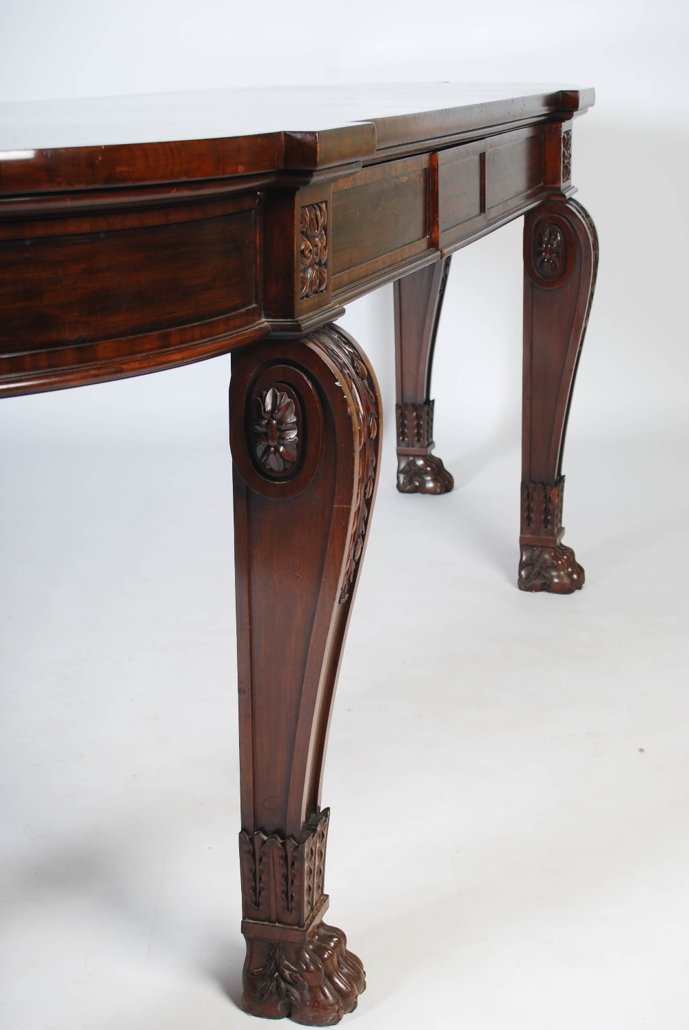 An impressive William IV mahogany serving table, the shaped rectangular top above two blind frieze - Image 9 of 18