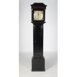 An Antique ebonised longcase clock signed Jno. Wemyss, Edinb., the brass dial with silvered