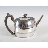 A George III silver teapot, London, 1809, makers mark WV for William Vincent, oval shaped with