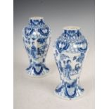 A pair of Chinese porcelain blue and white octagonal shaped jars, Qing Dynasty, decorated with
