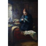 Tom McEwan RSW (1846-1914) A Quiet Hour oil on canvas, signed lower right and inscribed verso 90.5cm