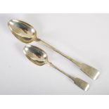 A George III silver serving spoon, Newcastle, 1801, makers mark IW, Fiddle pattern, engraved with