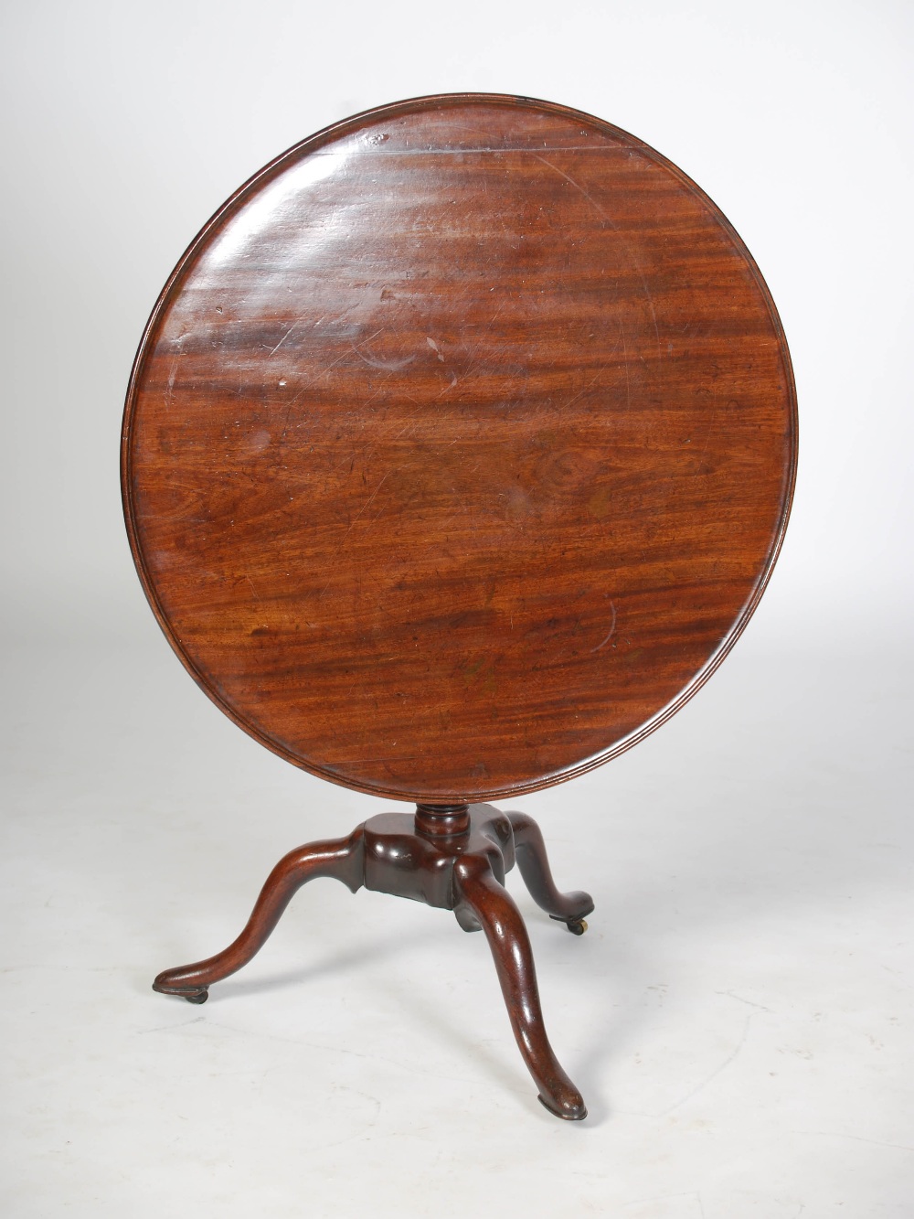 A George III mahogany bird cage tripod table, the hinged circular top with a slightly raised - Image 2 of 4