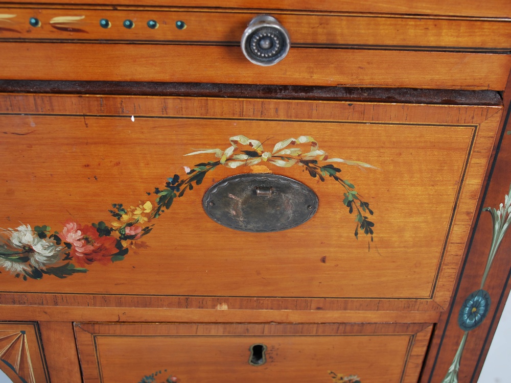 A 19th century painted satinwood wash stand, the rectangular top with three quarter gallery above - Image 5 of 8