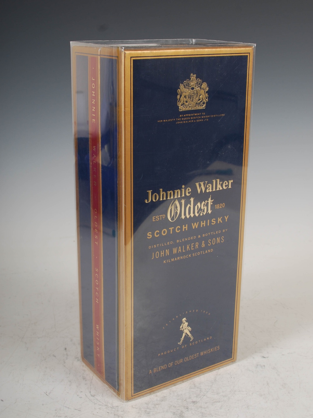 A boxed bottle of Johnny Walker Oldest Blue Label Scotch Whisky, bottle no. J03786JW, 75cl. 43% vol