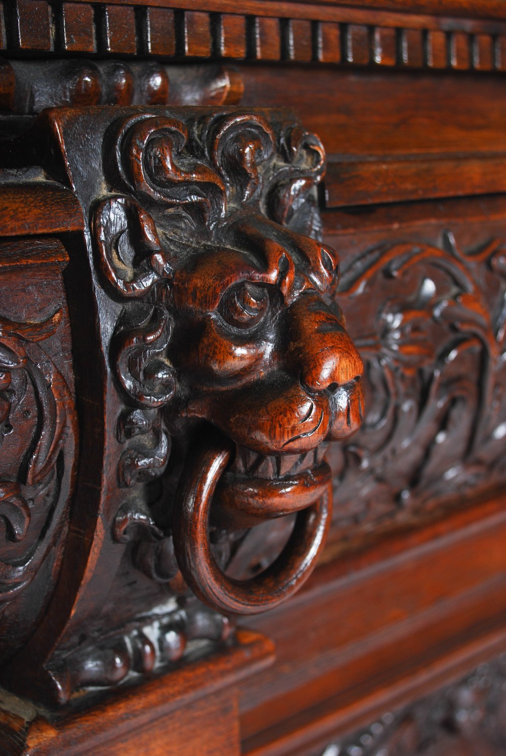 A 19th century Continental walnut Renaissance revival side cabinet, probably Italian, the - Image 5 of 11