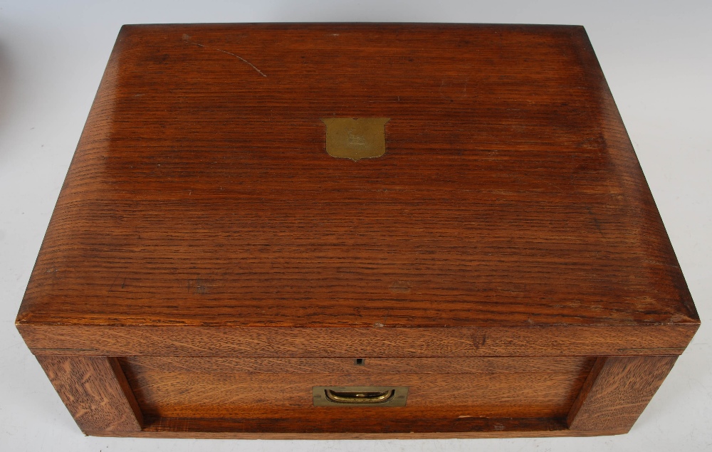 An early 20th century oak cased twelve place canteen of Kings pattern silver flatware and cutlery, - Image 11 of 12