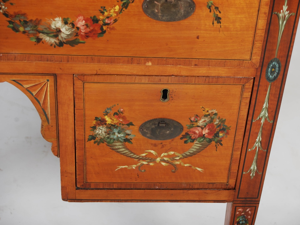 A 19th century painted satinwood wash stand, the rectangular top with three quarter gallery above - Image 3 of 8