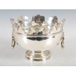A George V silver Monteith, Sheffield, 1910, makers mark rubbed, with lion mask and foliate cast