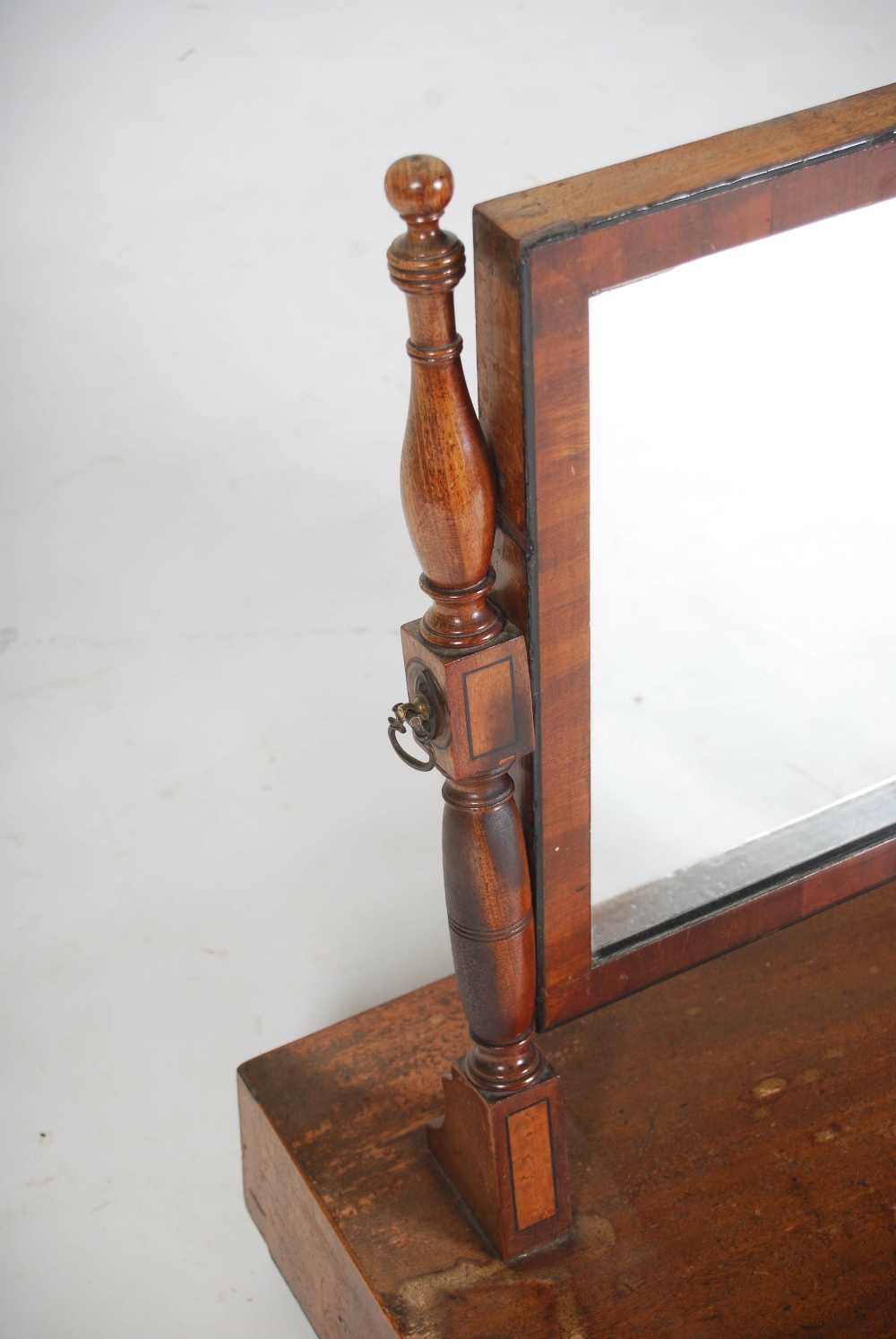 A 19th century mahogany and ebony lined dressing table mirror, the rectangular mirror plate within - Image 4 of 6