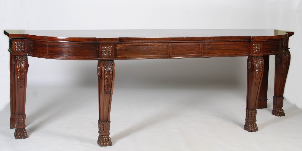 An impressive William IV mahogany serving table, the shaped rectangular top above two blind frieze - Image 3 of 18