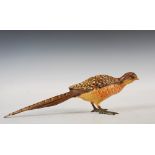 An early 20th century cold painted bronze model of a hen pheasant, probably Austrian, 17.5cm wide