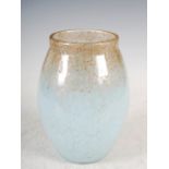 A Monart vase, shape MF, mottled clear and blue glass with gold coloured inclusions, The Royal