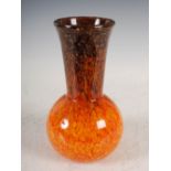A Monart style vase, shape PA, mottled orange and yellow glass with gold coloured inclusions, 24cm