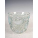 A Rene Lalique opalescent glass vase, Avallon, wheel cut mark 'R. Lalique, France', 14cm high