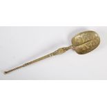 A large silver gilt Coronation anointing spoon, London, 1891, makers mark JBC, 2.8 troy ozs, 26cm