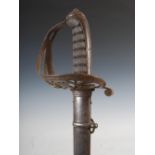 A late 19th century Officer's sword and scabbard, overall 99cm long