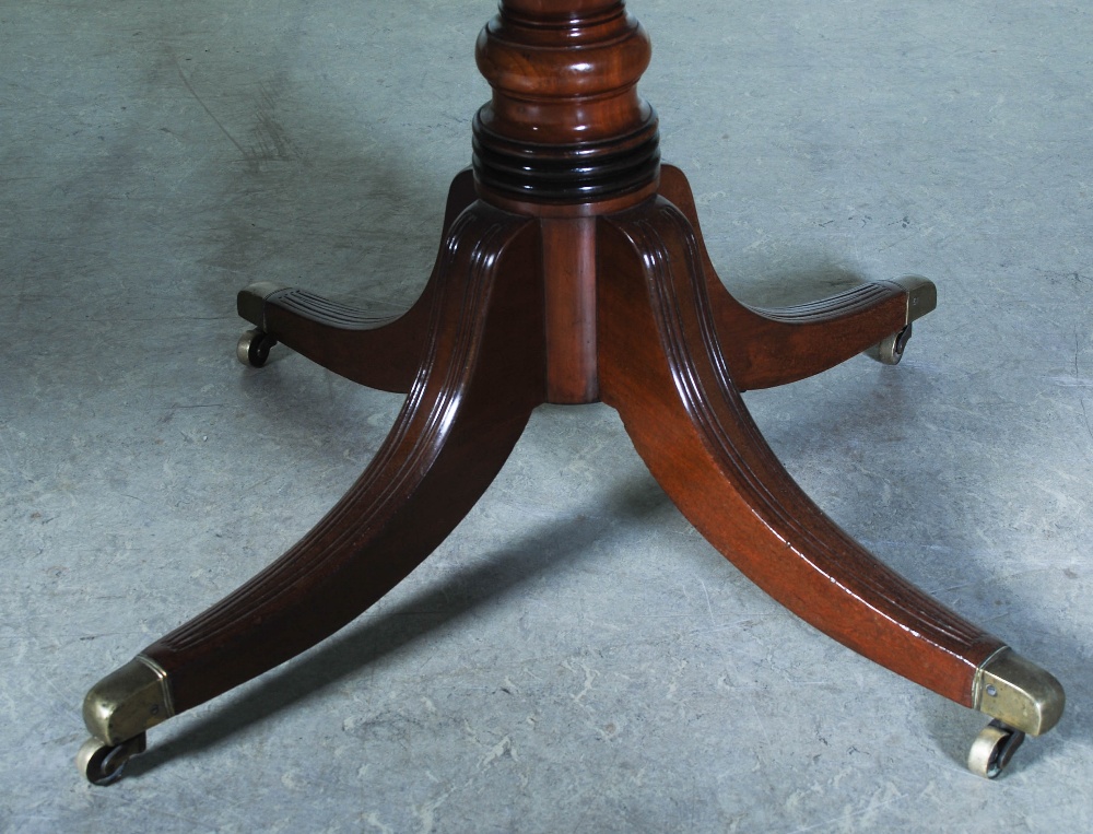 A 19th century mahogany twin pedestal dining table converting to two square snap top pedestal tables - Image 7 of 12