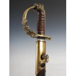 An 1803 model inventory Officer's sword and leather scabbard, overall 96cm long