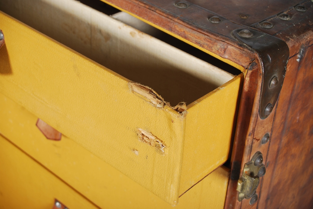 An early 20th century Louis Vuitton brown leather wardrobe trunk or malle armoire, opening to a - Image 18 of 18