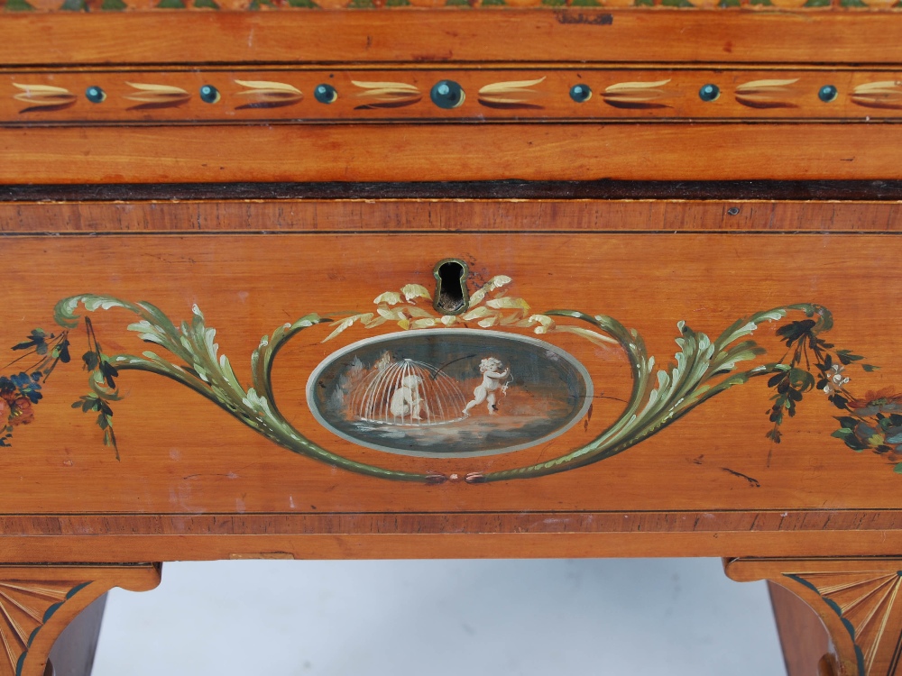 A 19th century painted satinwood wash stand, the rectangular top with three quarter gallery above - Image 6 of 8