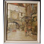 James Kay RSA RSW (1858-1942) Gros Horloge, Rouen watercolour, signed lower right 58.5cm x 48.5cm