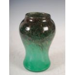 A Monart vase, shape FA, mottled black and green glass with gold coloured inclusions, 22cm high.