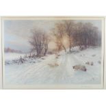 After Joseph Farquharson RA The day was sloping towards his winter bower coloured print, signed in