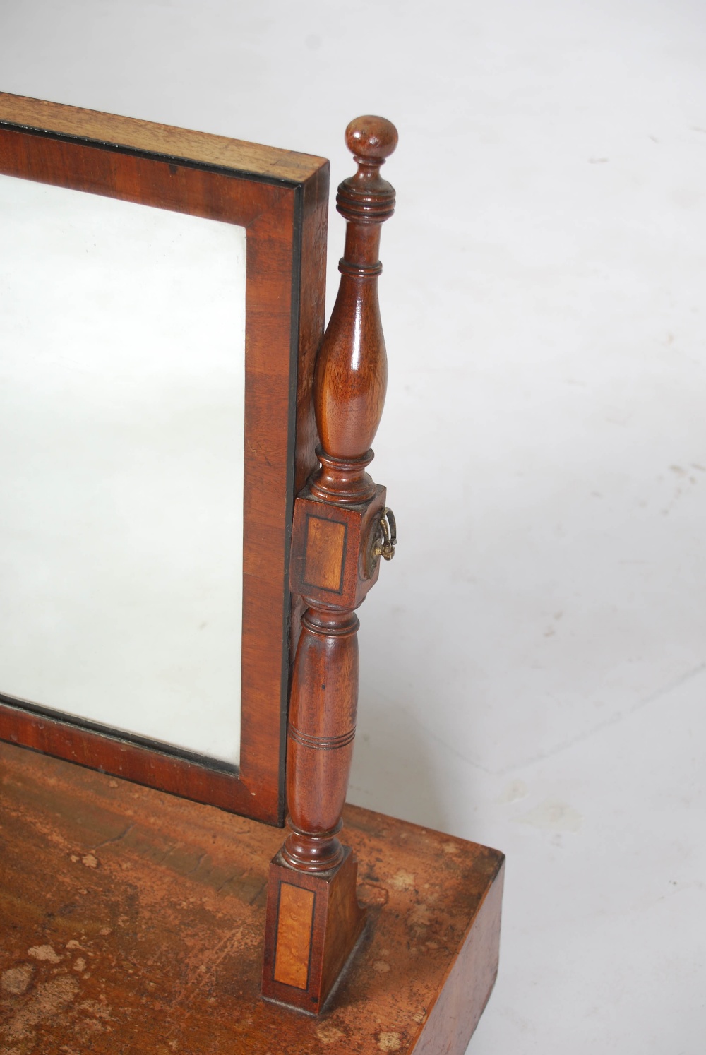 A 19th century mahogany and ebony lined dressing table mirror, the rectangular mirror plate within - Image 5 of 6