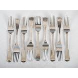 A set of nine late 19th century Scottish Provincial silver table forks, Inverness, makers mark