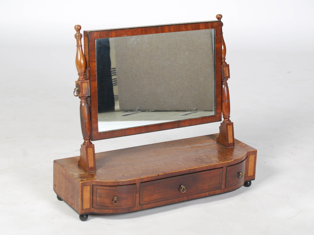 A 19th century mahogany and ebony lined dressing table mirror, the rectangular mirror plate within - Image 2 of 6