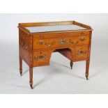 A 19th century painted satinwood wash stand, the rectangular top with three quarter gallery above