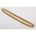 A 15ct gold necklace, stamped marks, 26.2 grams 142cm long.