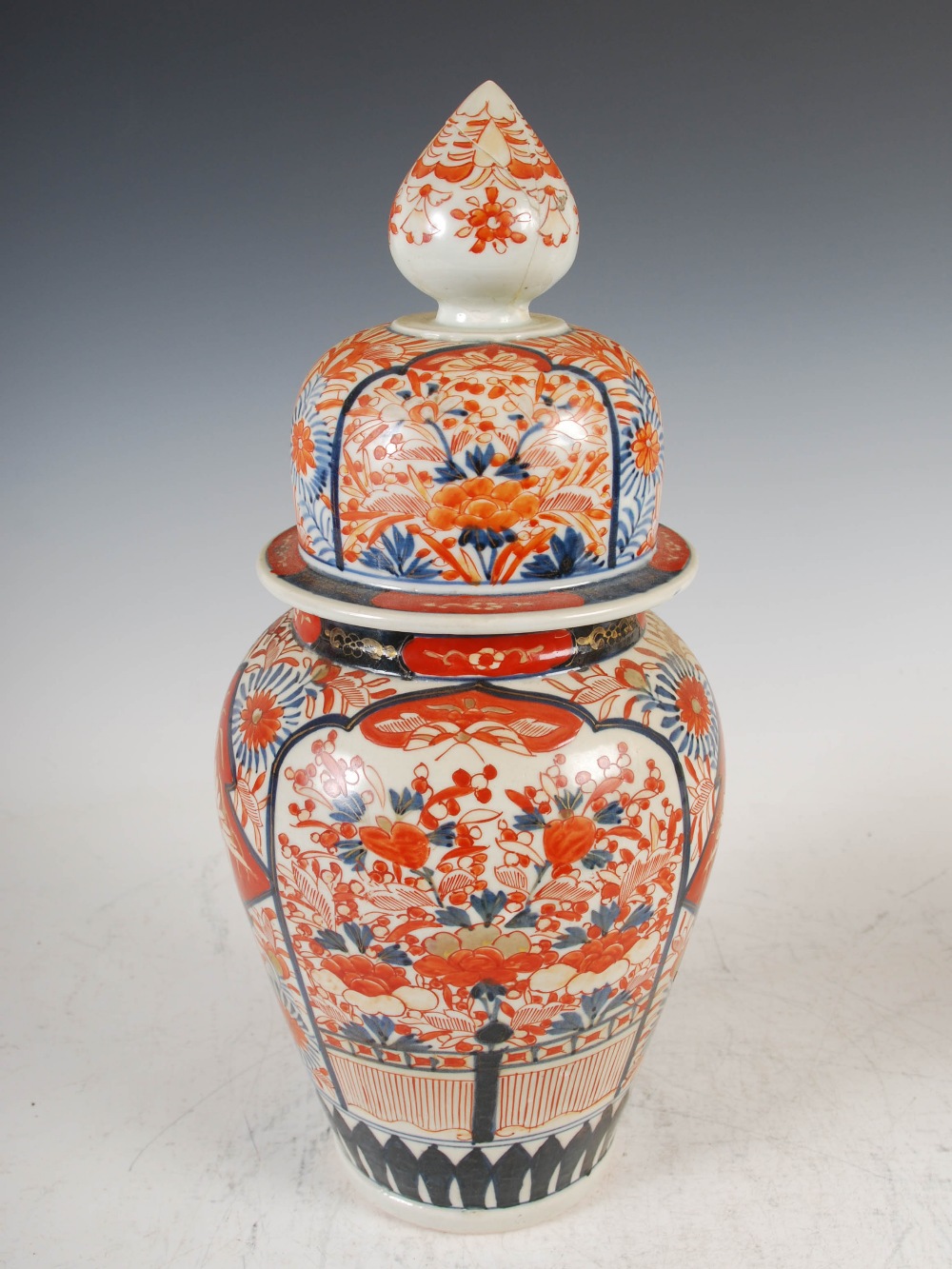 A pair of Japanese Imari porcelain jars and covers, Meiji Period, 39cm high - Image 2 of 15