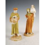A pair of Royal Worcester water carriers, dated 1910, green printed marks, shape number 1250, the
