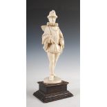 A late 19th century European ivory figure modelled as Sir Francis Drake, modelled standing on a
