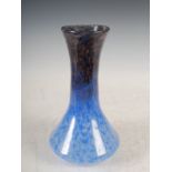 A Monart vase, shape CB, mottled blue glass with gold coloured inclusions, 27.5cm high.