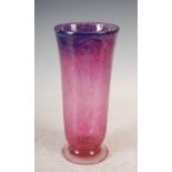 A Monart vase, shape TC, mottled purple and pink glass with applied clear glass foot, 25.5cm high.