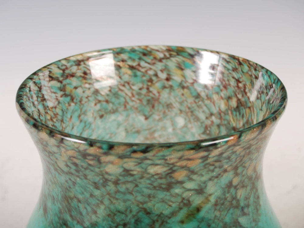 A Monart vase, shape SA, mottled black and green glass with gold coloured inclusions, 22cm high. - Image 2 of 4