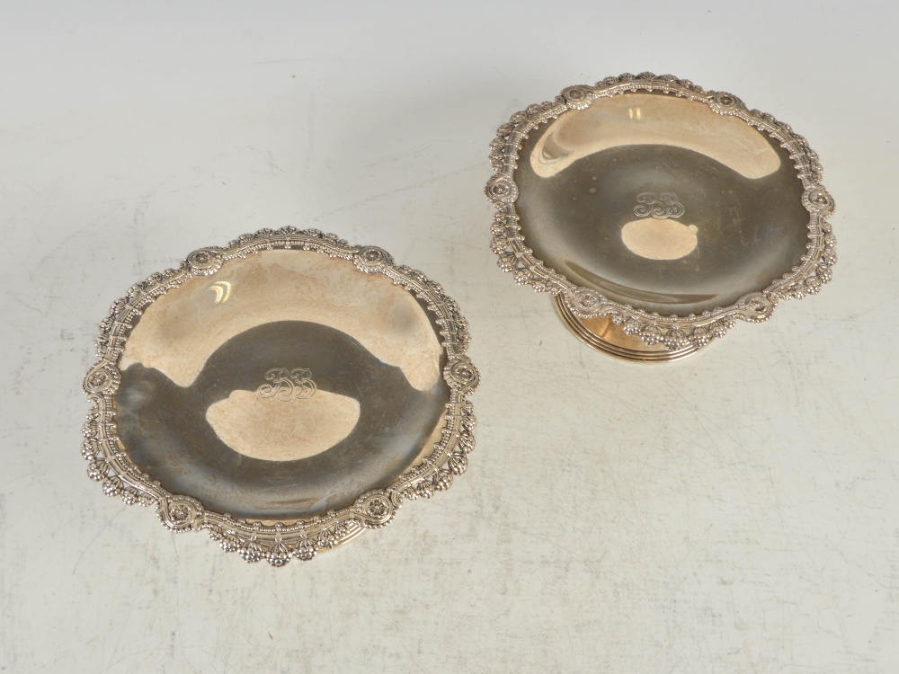 A pair of Tiffany & Co. Sterling Silver tazza, the shaped circular tops with chased and pierced - Image 2 of 4