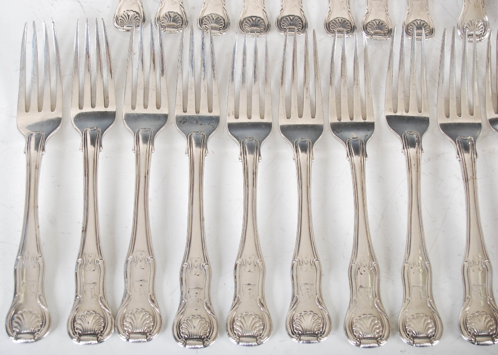 A part suite of George III silver Kings pattern flatware, London, 1818 and later, makers mark of - Image 2 of 9