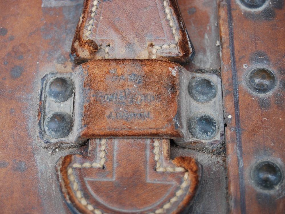 An early 20th century Louis Vuitton brown leather wardrobe trunk or malle armoire, opening to a - Image 10 of 18