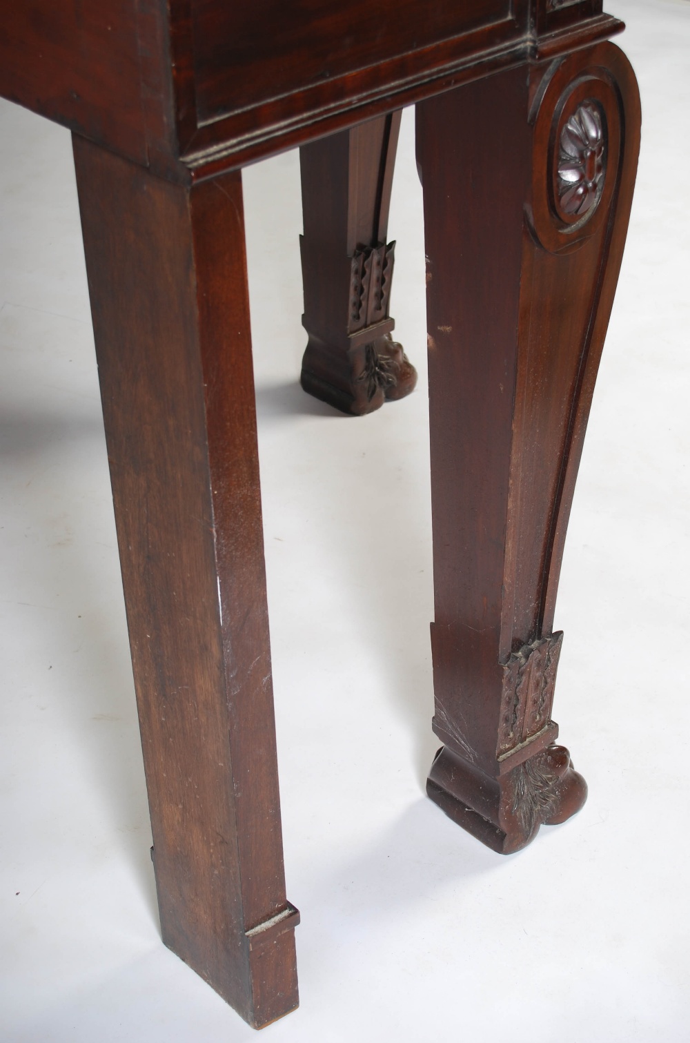 An impressive William IV mahogany serving table, the shaped rectangular top above two blind frieze - Image 11 of 18