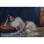Robert Hope RSA (1869-1936) Portrait of a lady reclining oil on canvas, signed lower right inscribed