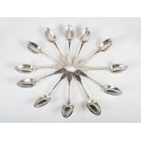 A set of twelve Victorian silver table spoons, Edinburgh, 1845, makers mark AW, Fiddle pattern,