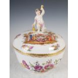 A Berlin porcelain tureen and cover, decorated with Deutsche Blumen, the cover decorated with panels